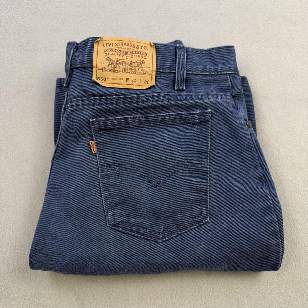 Vintage Levis 550 Denim Shorts Mens 34 Blue Medium Wash Relaxed USA 90s Bermuda